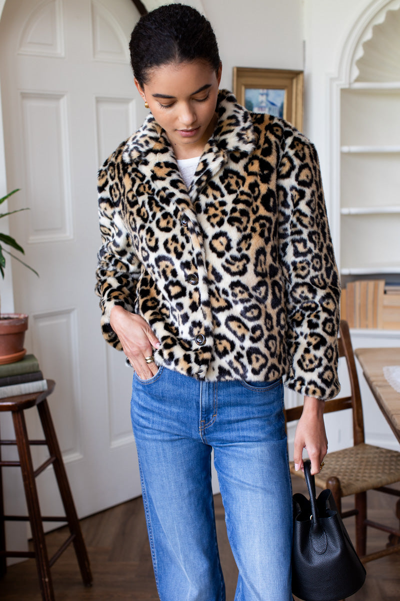 Short 60s Coat - Leopard Fur