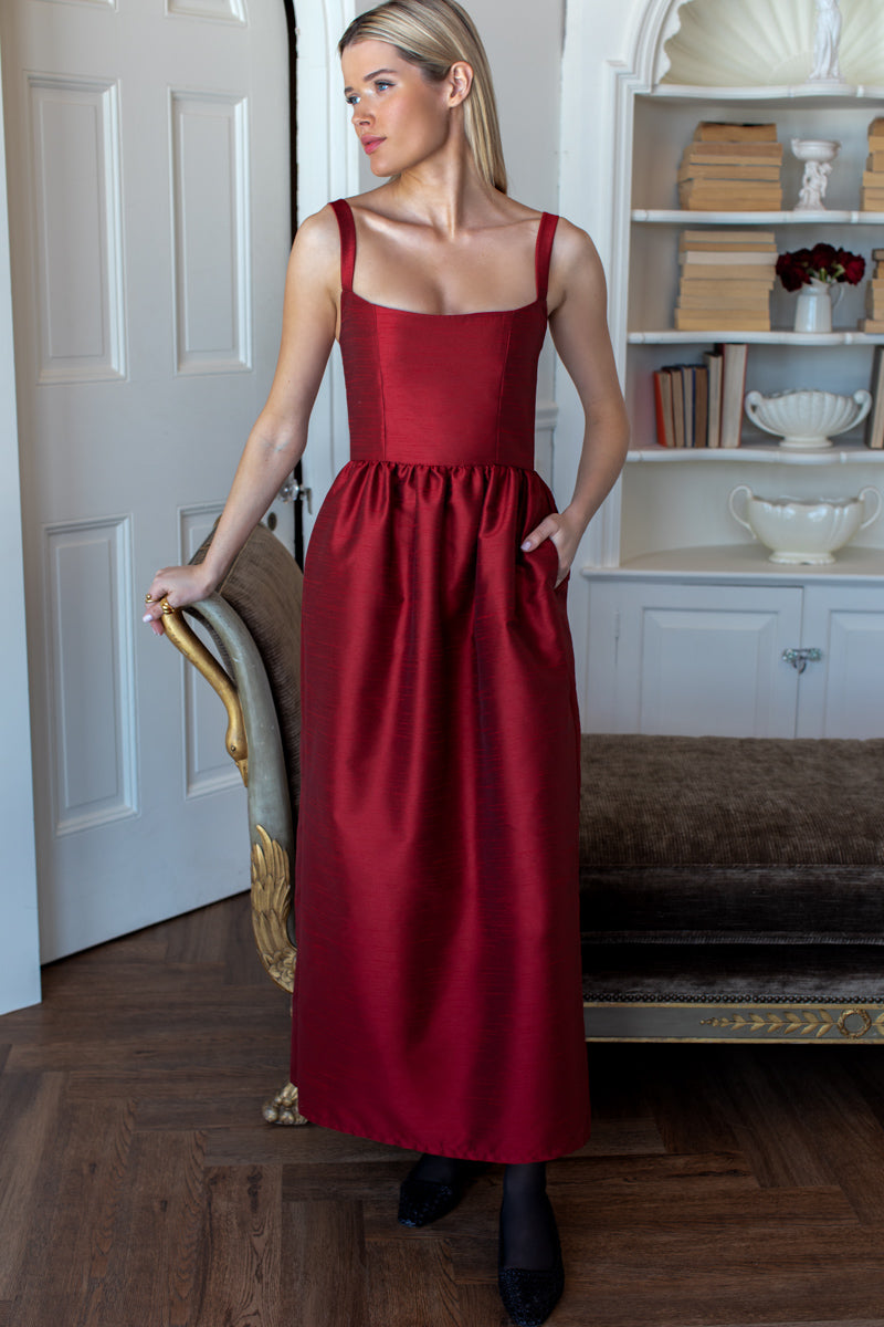 Jour Maxi Dress - Rouge Shantung