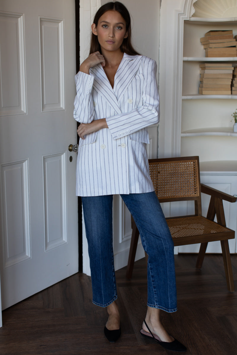 Julius Blazer - Ivory Charcoal Pinstripe