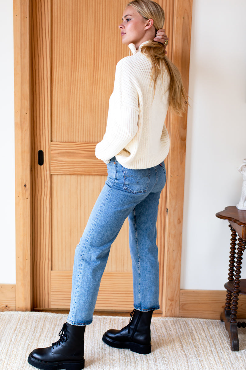 Carolyn Funnel Neck Sweater - Ivory Organic