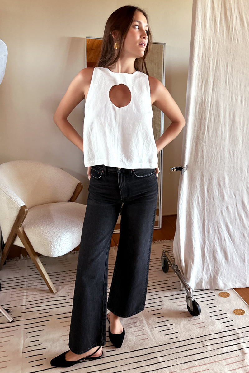 Keyhole Top - Ivory Linen