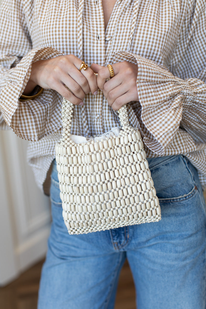 Wood Bead Bag - Cloud