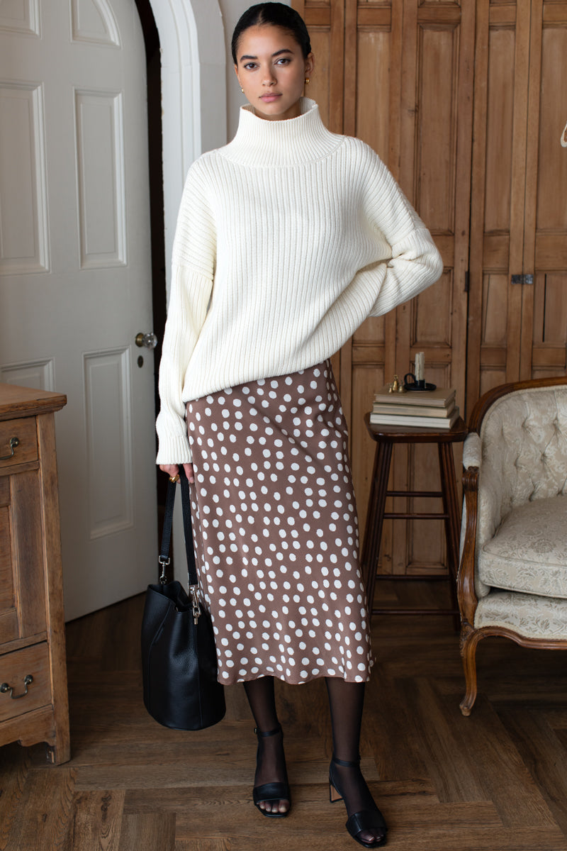 Amy Bias Sundress - Large Dots Cocoa + Pearl