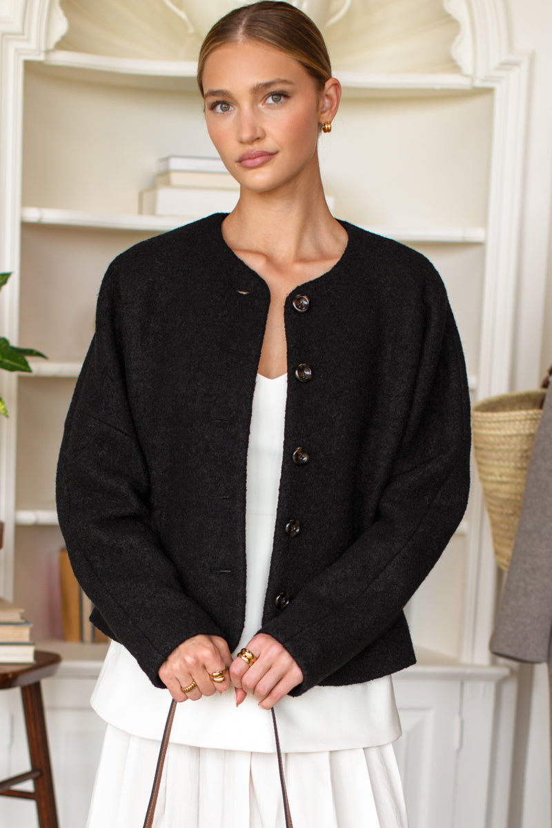 Atelier Cinch Jacket - Black Boucle