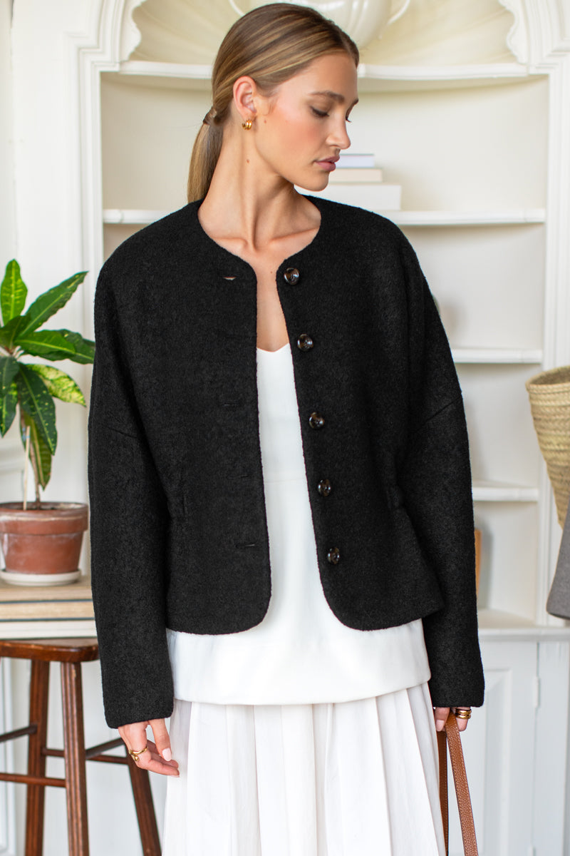 Atelier Cinch Jacket - Black Boucle