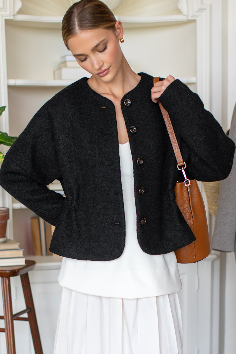 Atelier Cinch Jacket - Black Boucle