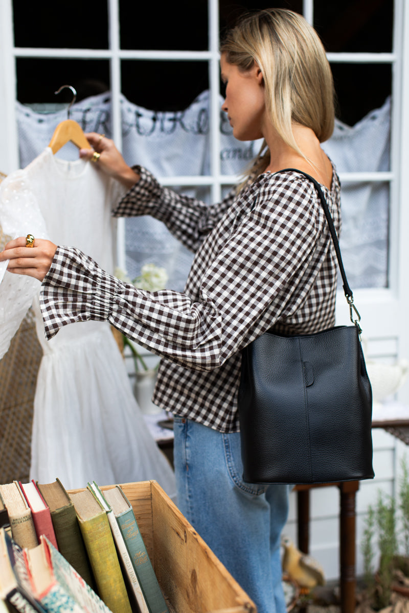 Belle Blouse - Cocoa Gingham