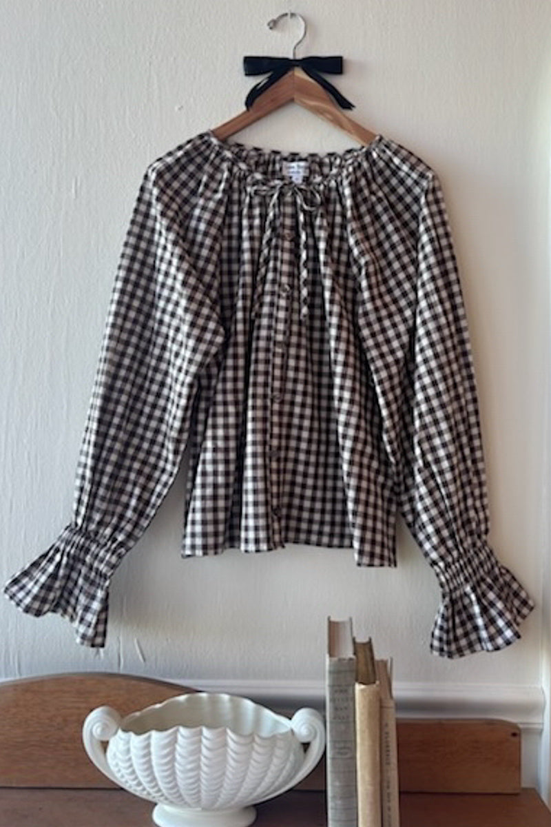 Belle Blouse - Cocoa Gingham