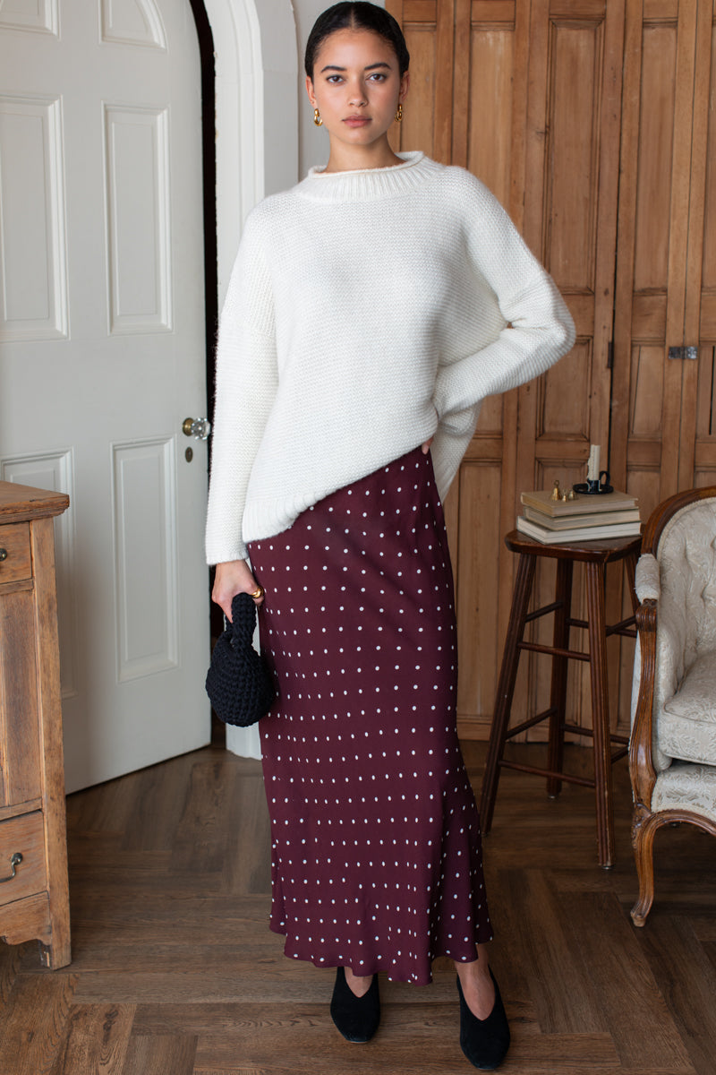 Bias Skirt 2 - Small Dots Tawny Port