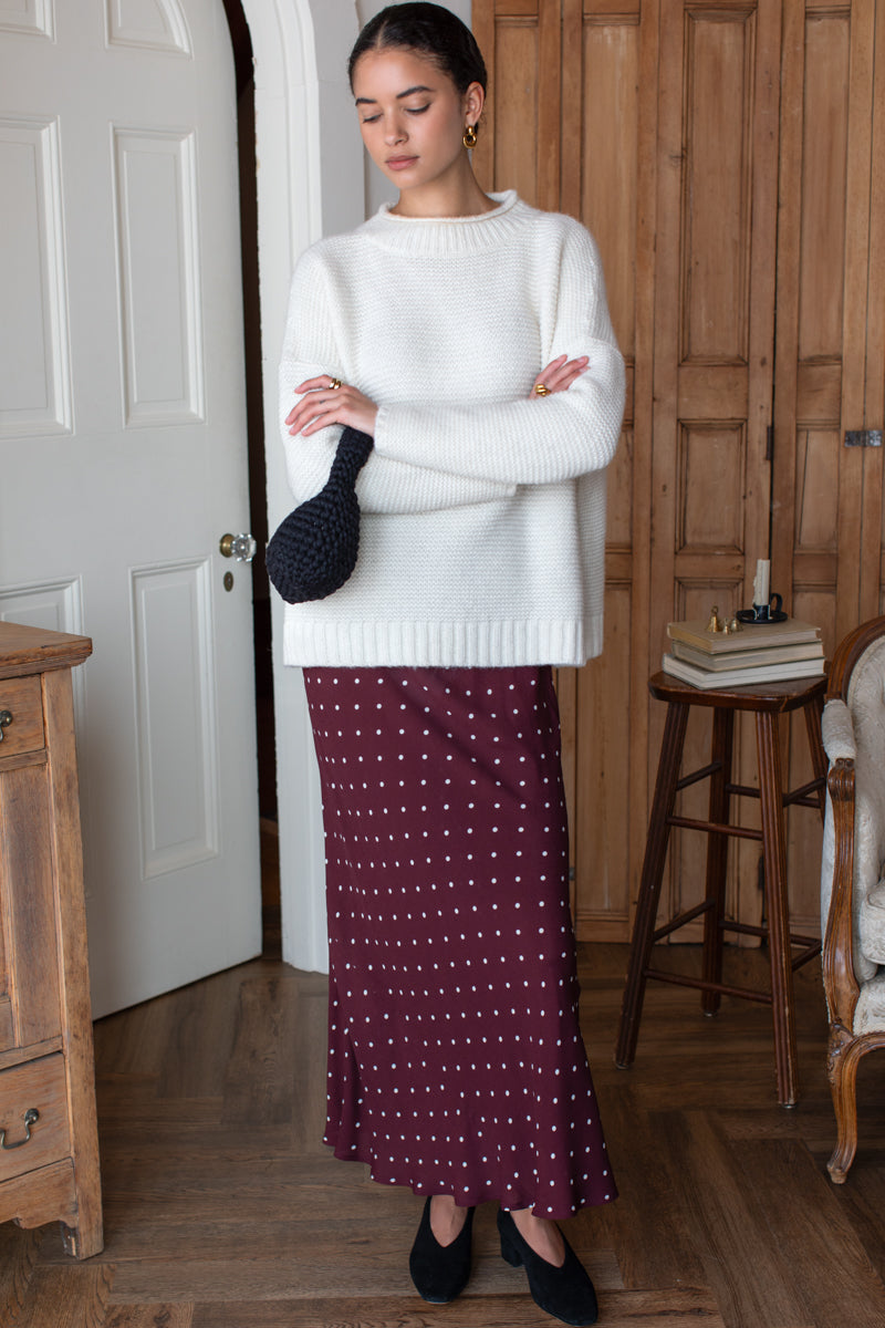 Bias Skirt 2 - Small Dots Tawny Port
