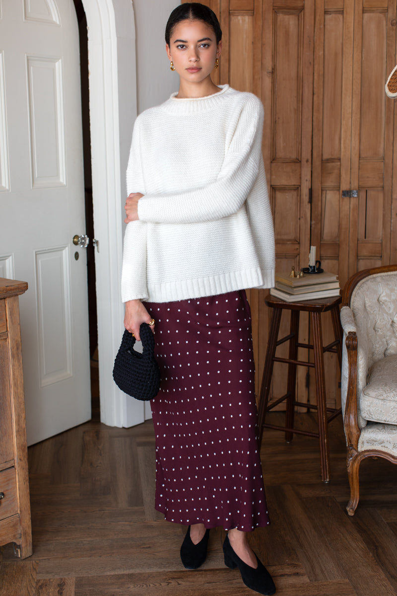 Bias Skirt 2 - Small Dots Tawny Port