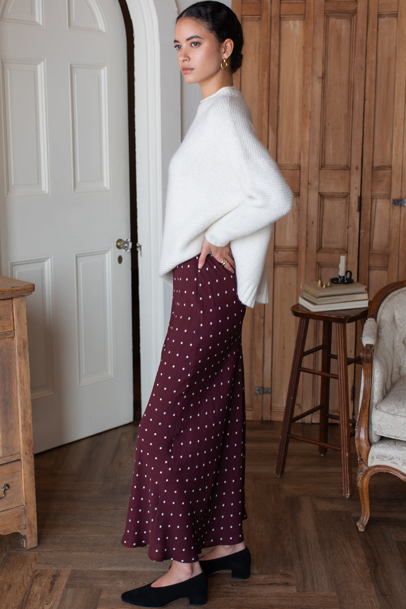 Bias Skirt 2 - Small Dots Tawny Port