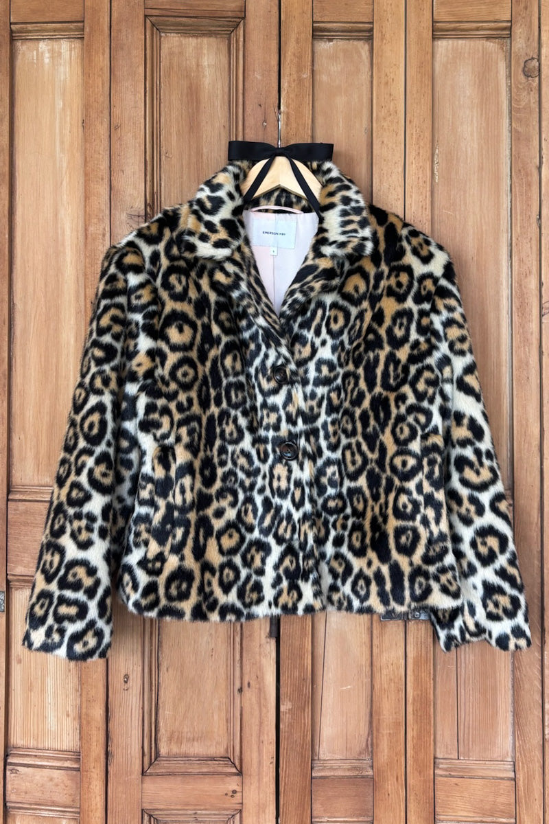 Short 60s Coat - Leopard Fur