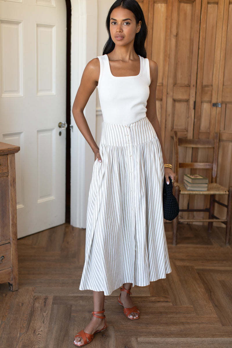 Elina Skirt - Almond Stripe