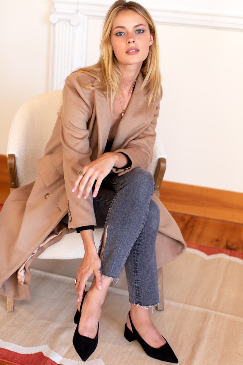 Lou Walking Slingback - Black Suede