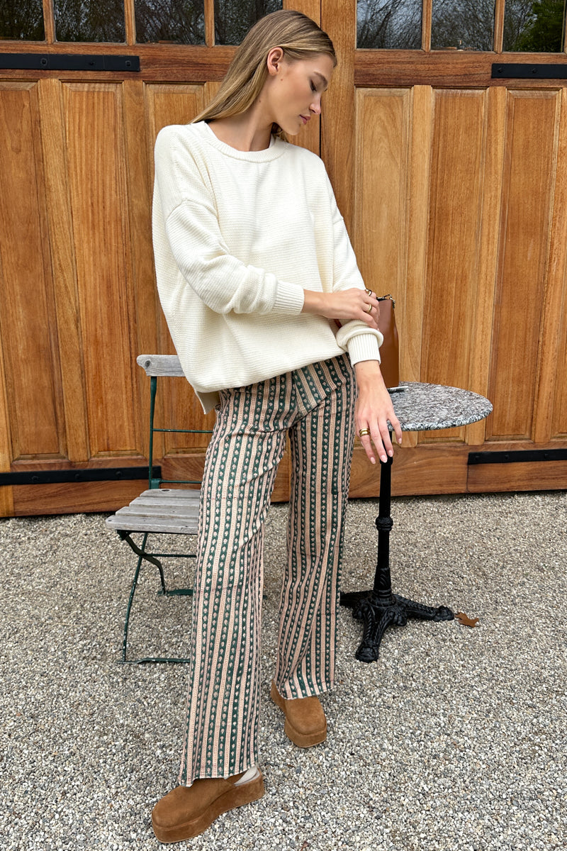 Everyday Pant - Vintage Floral Stripe Pine
