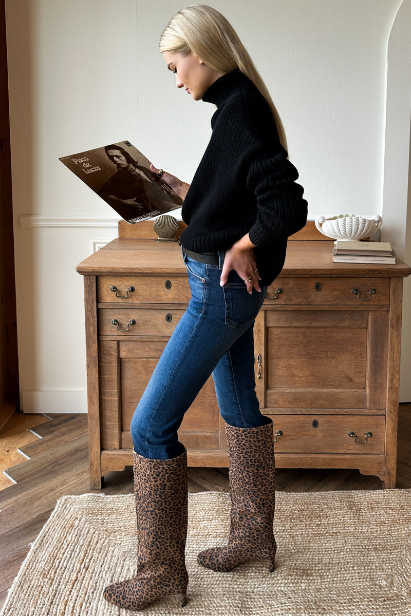 Carolyn Funnel Neck Sweater - Black Organic