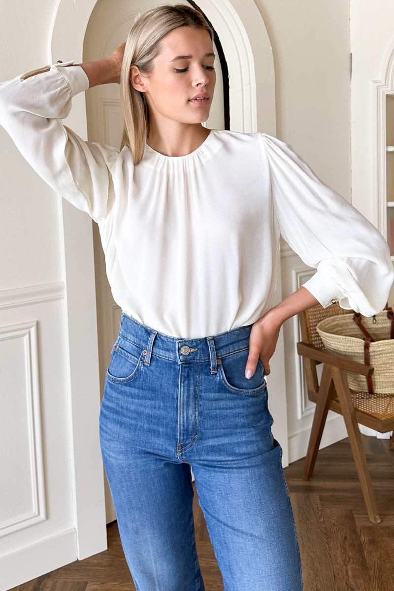 Gathered Neckline Top - Star White