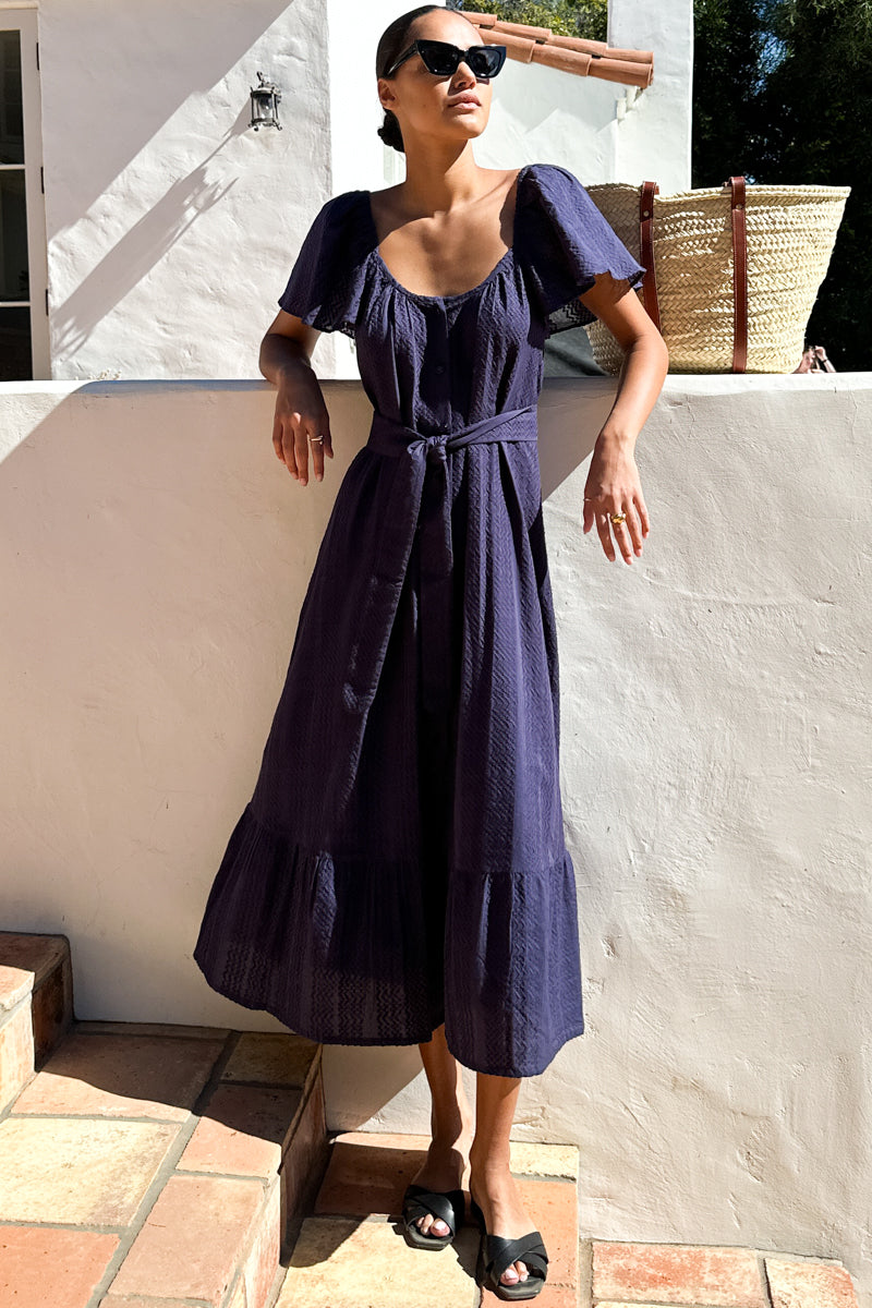 Tasha Button Sundress - Maritime Blue