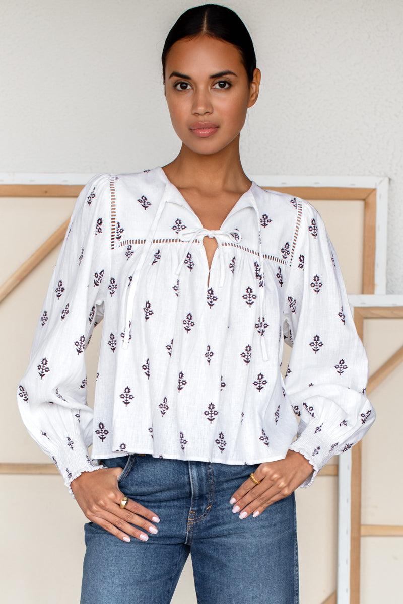 Isla Longsleeve Top 2 - Daughters 2 Blackberry Wine Linen