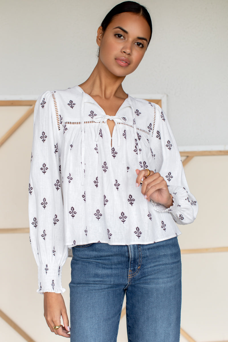 Isla Longsleeve Top 2 - Daughters 2 Blackberry Wine Linen