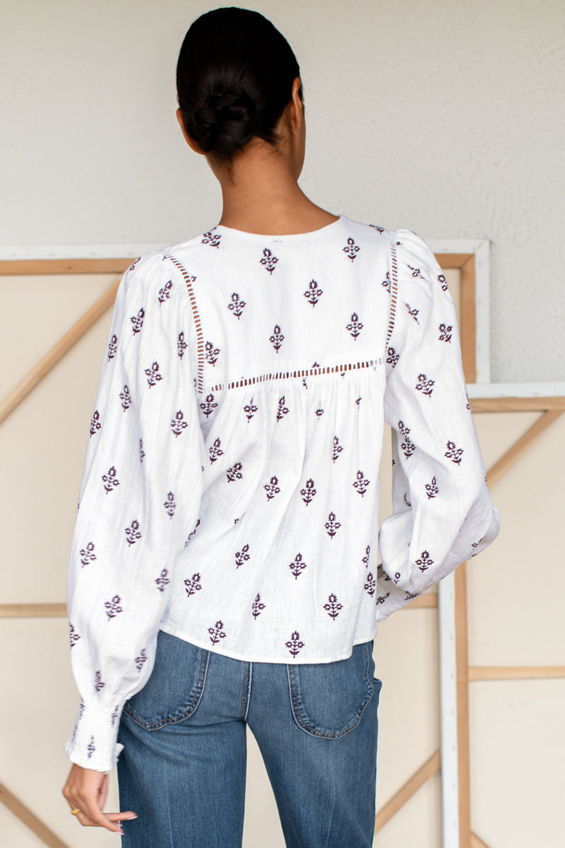 Isla Longsleeve Top 2 - Daughters 2 Blackberry Wine Linen