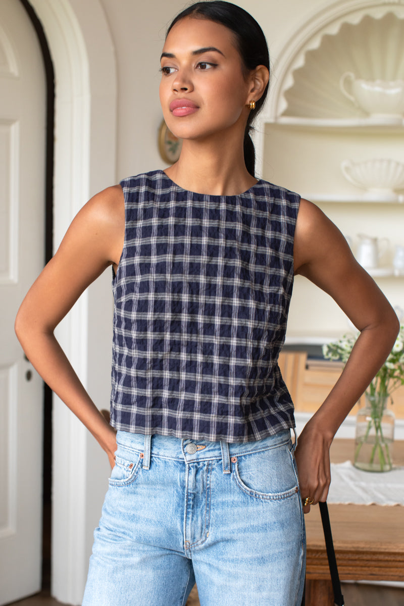 Jeanne Top - Midnight Plaid