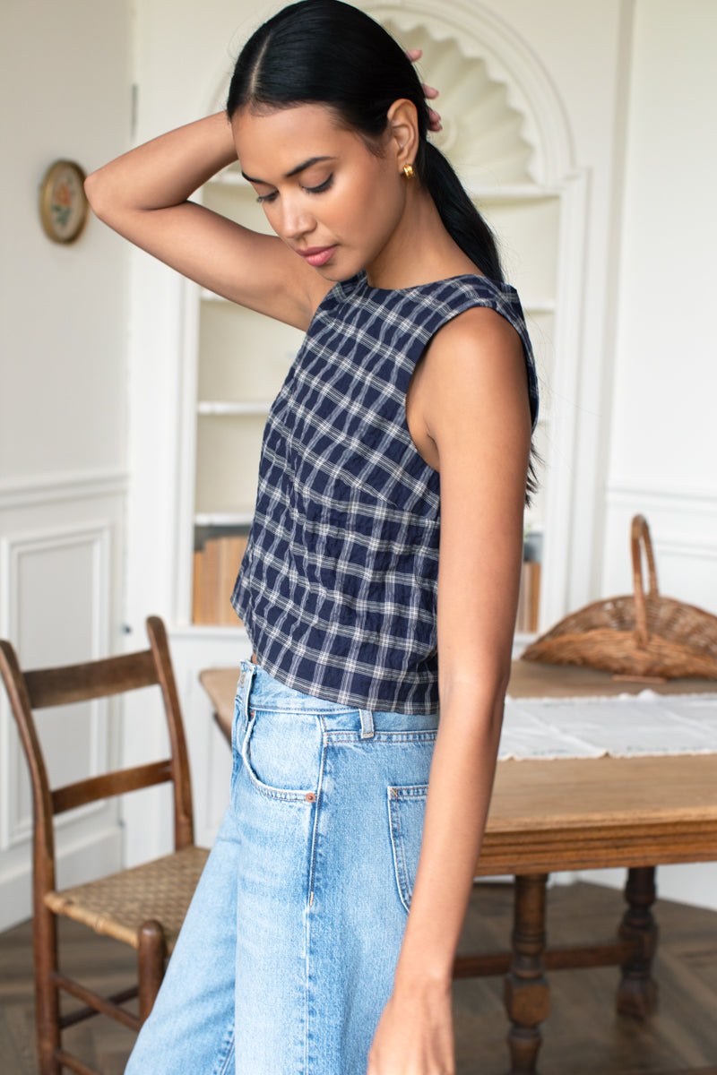 Jeanne Top - Midnight Plaid