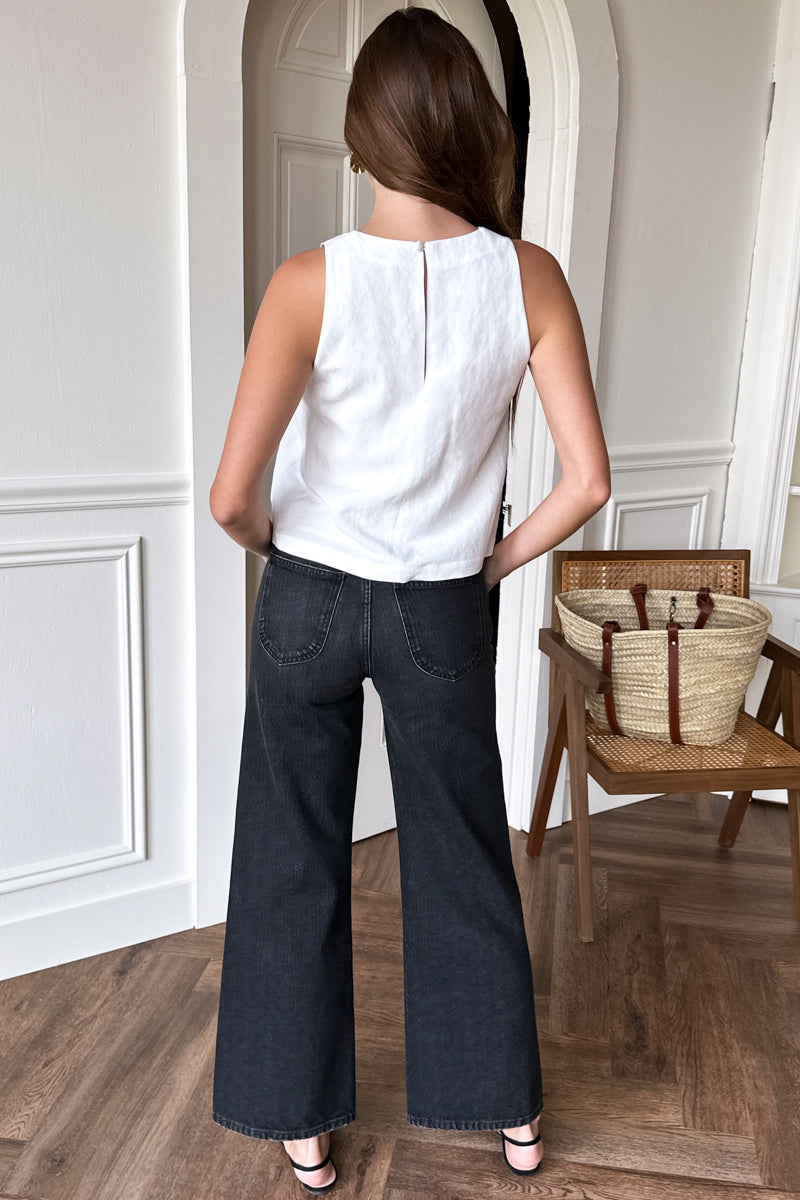 Keyhole Top - Ivory Linen