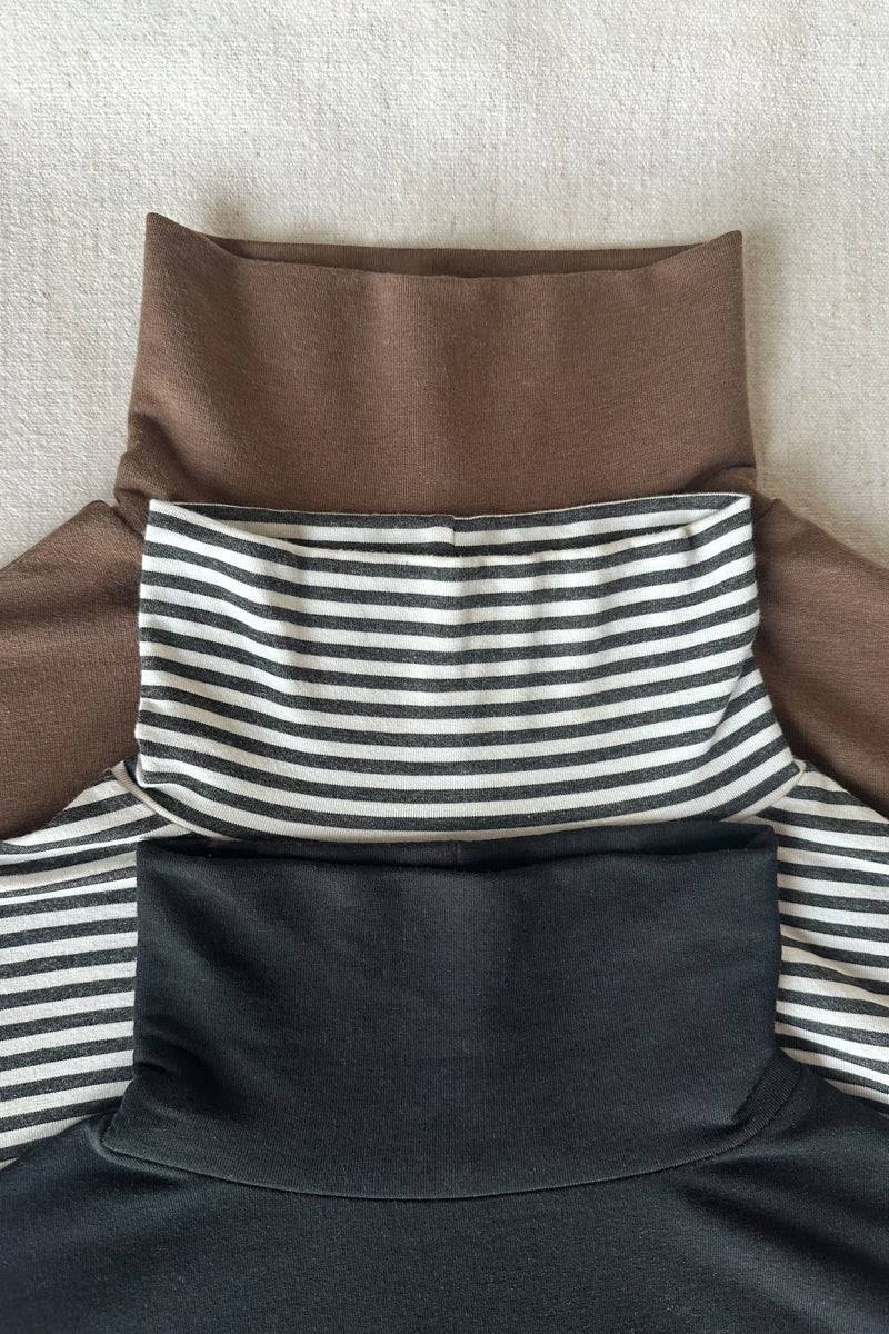 Little Turtleneck - Steel + White Stripe Organic