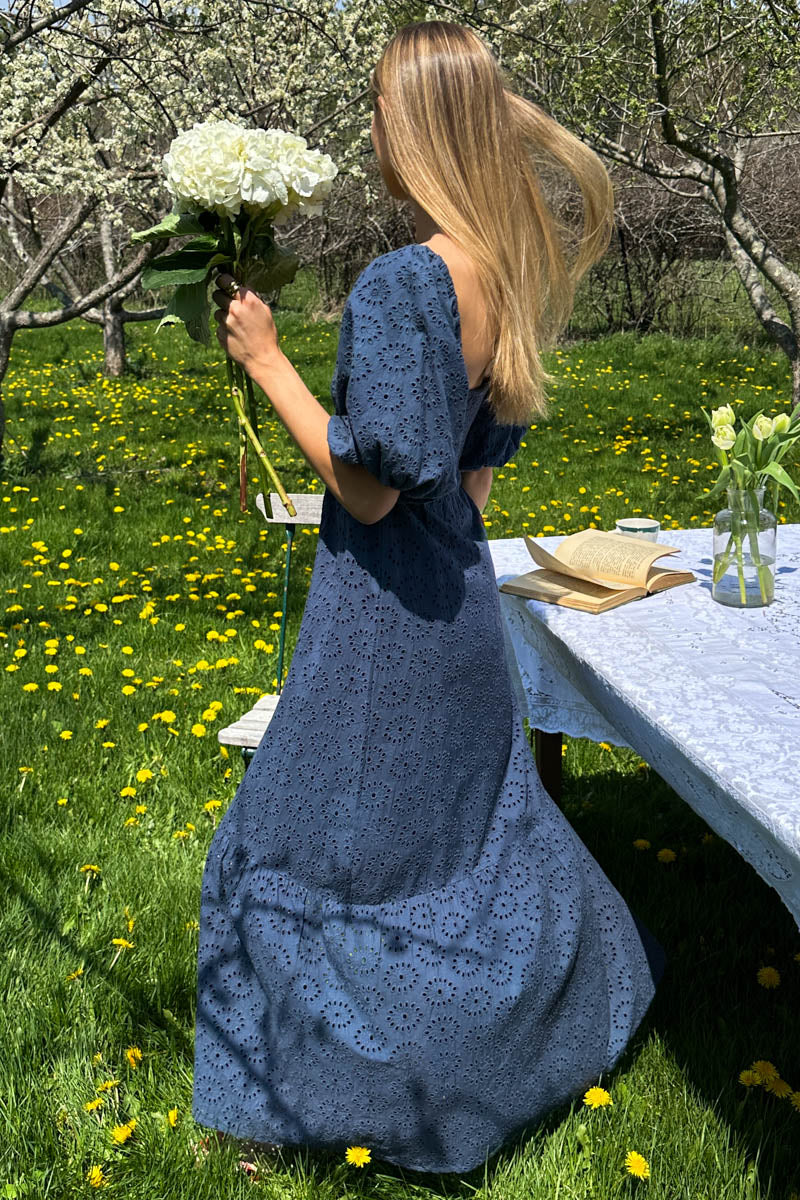 Santiago 4 Maxi Dress - Blue Indigo Eyelet