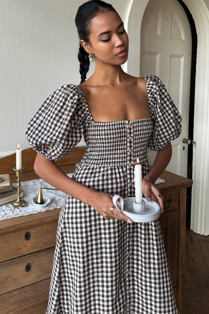 Santiago 4 Maxi Dress - Cocoa Gingham