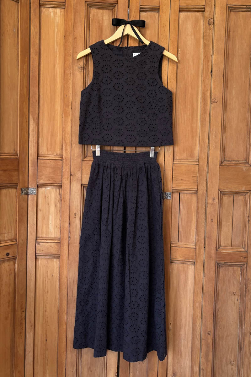 Studio Boxy Top - Midnight Eyelet