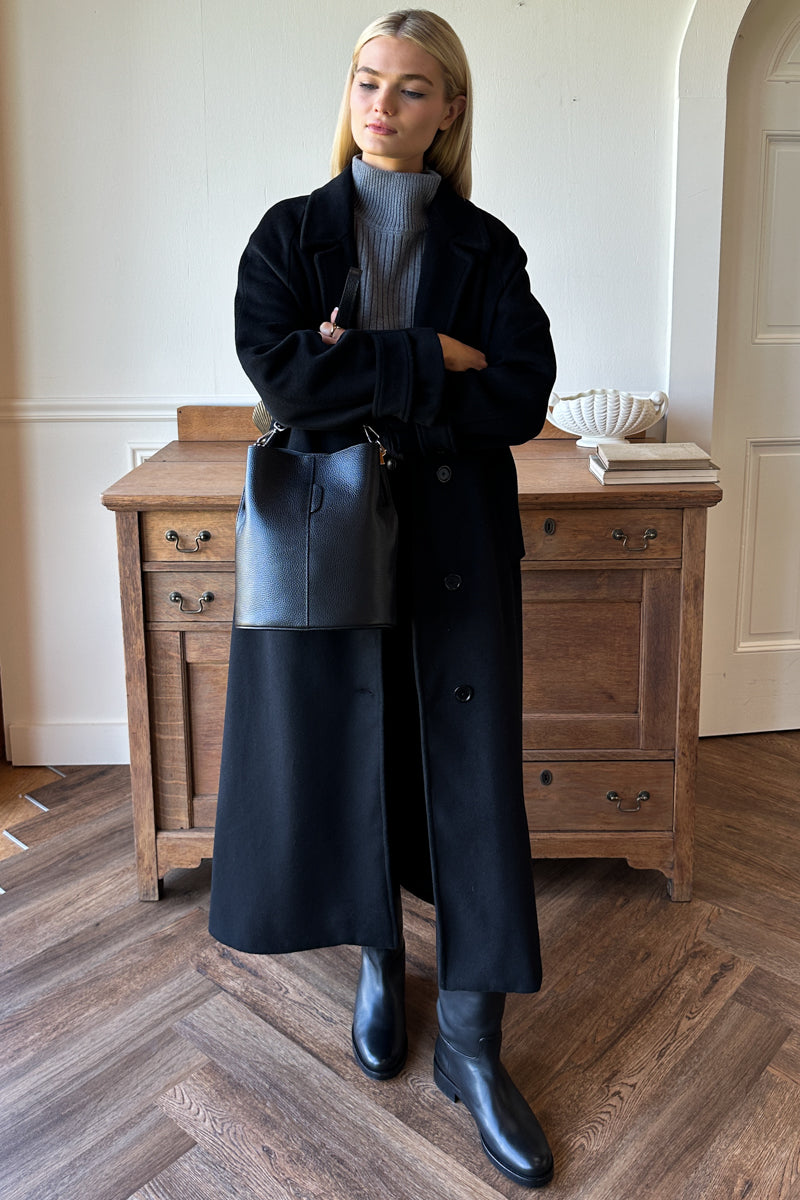 Maxi Overcoat - Black Wool