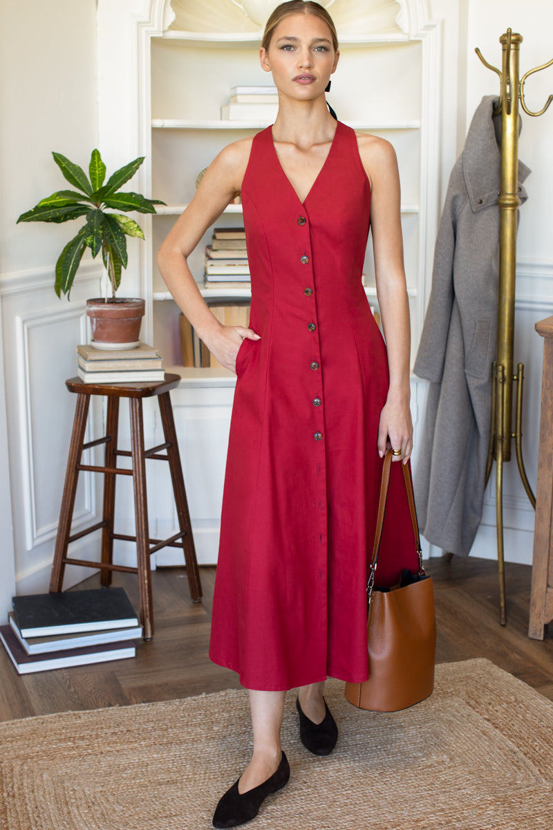 Organic Cafe Dress - Lipstick