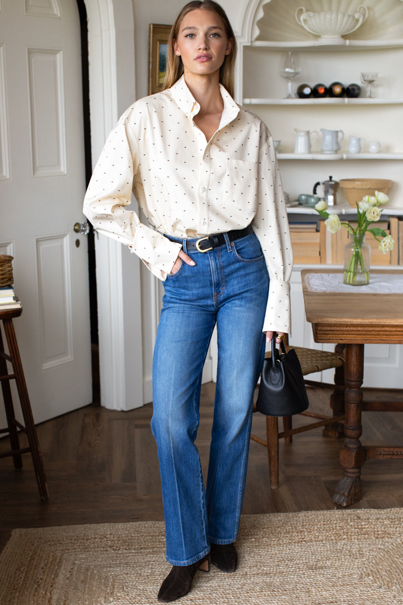 Pleated Wide Cuff Shirt - Tiger Print
