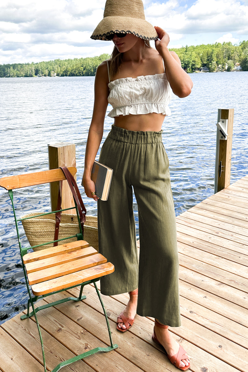 Pull On Pocket Pant - Gothic Olive Linen