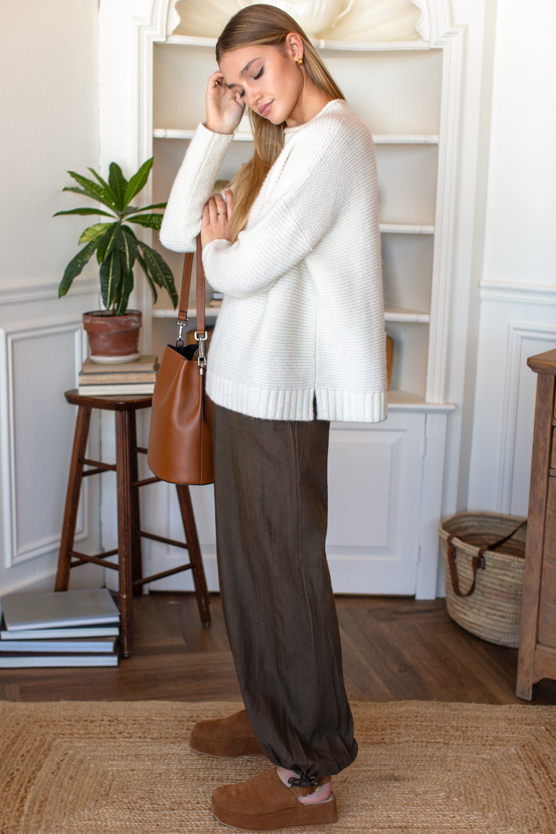 Relaxed Studio Pant - Olive Grove Linen