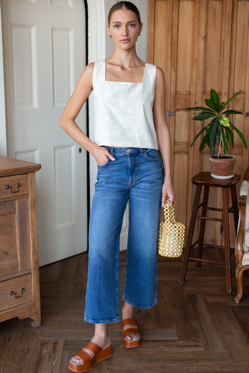 Roma Top 2 - Ivory Jacquard