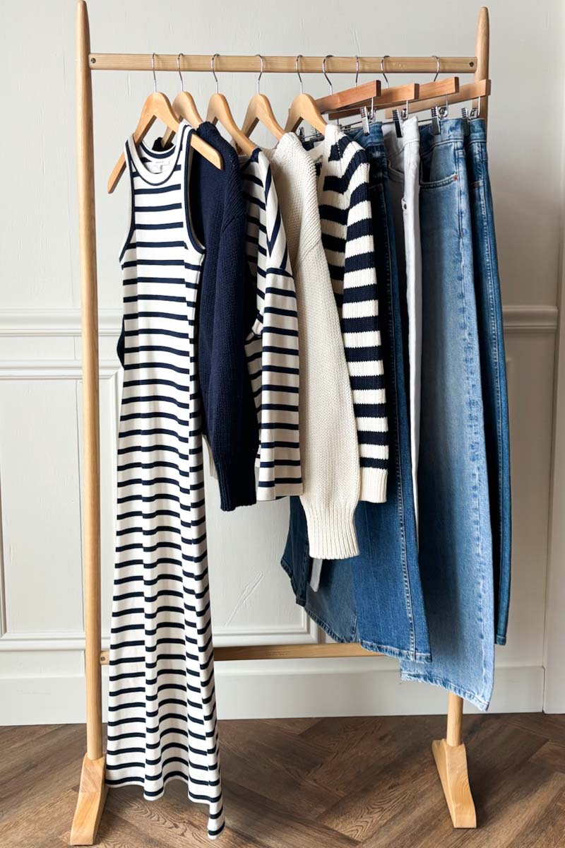 Racerback Tank Maxi Dress - Navy Stripe Rib