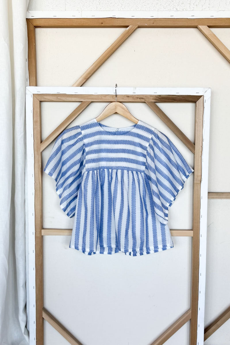 Basalie Top - Scallop Blue Stripe