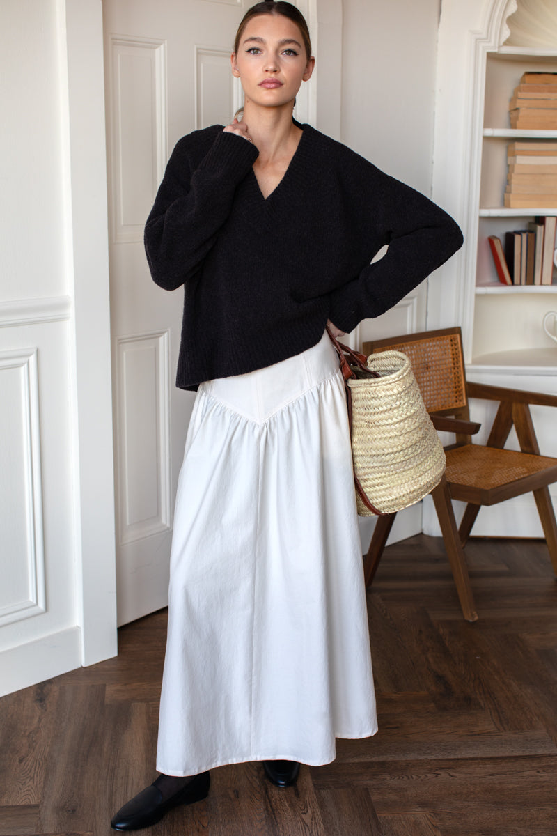 A Line Maxi Skirt - White Swan