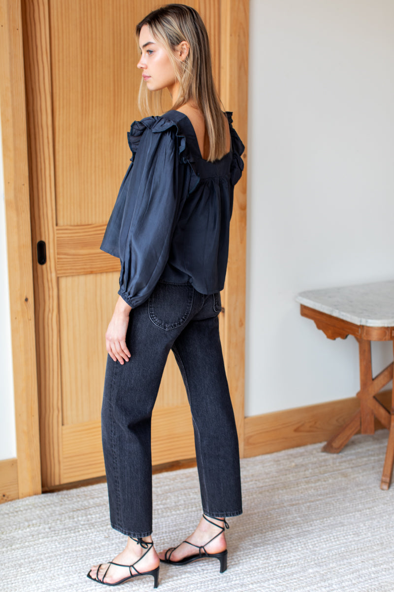 Adelina Blouse - Midnight Satin