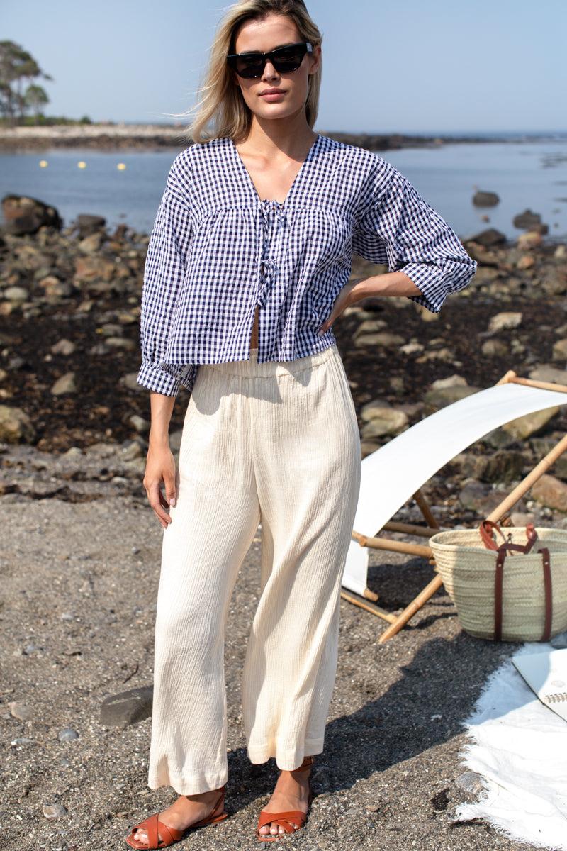 Artist Overshirt - Navy + White Seersucker Check