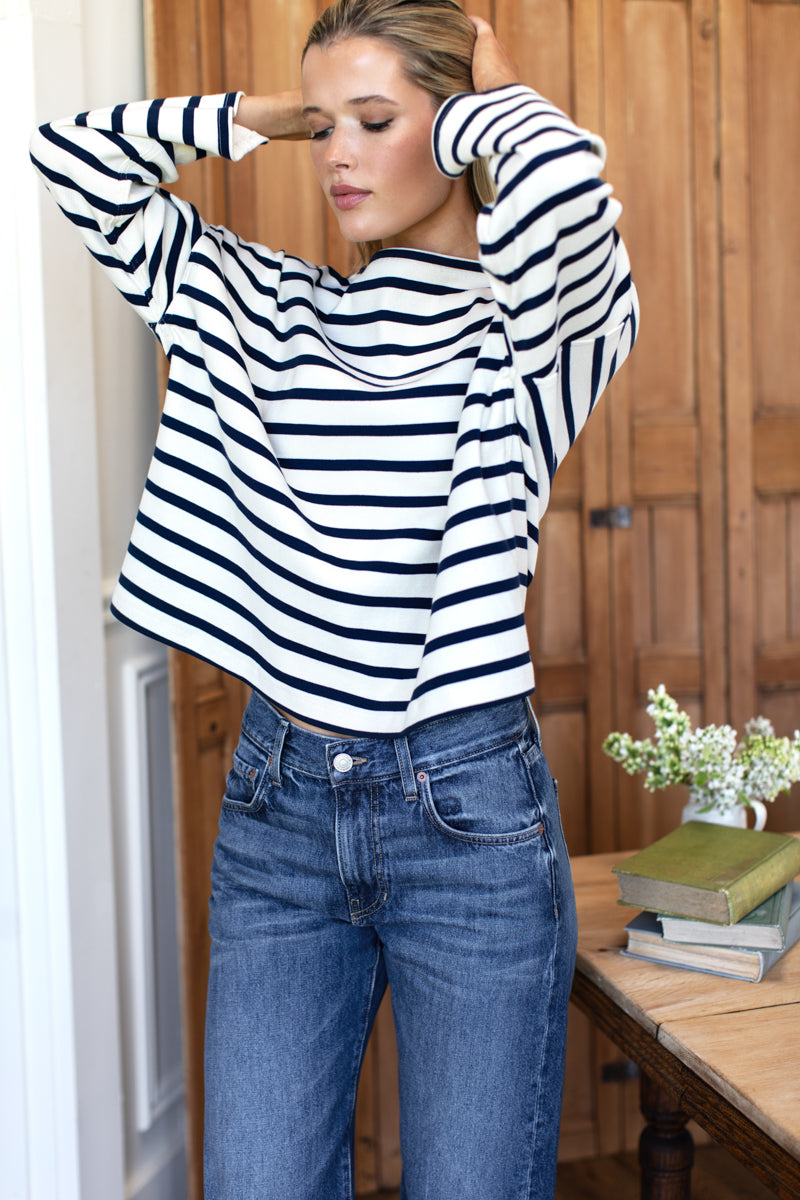 Bateau Top - Navy Stripe