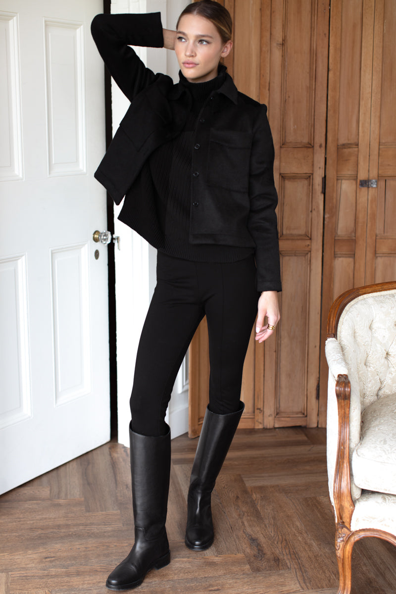 Carolyn Funnel Neck Sweater - Black Organic