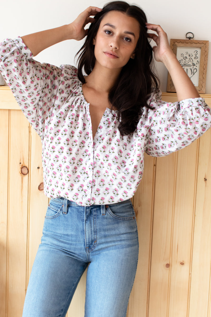 Frances Blouse - Rosey Flowers Organic