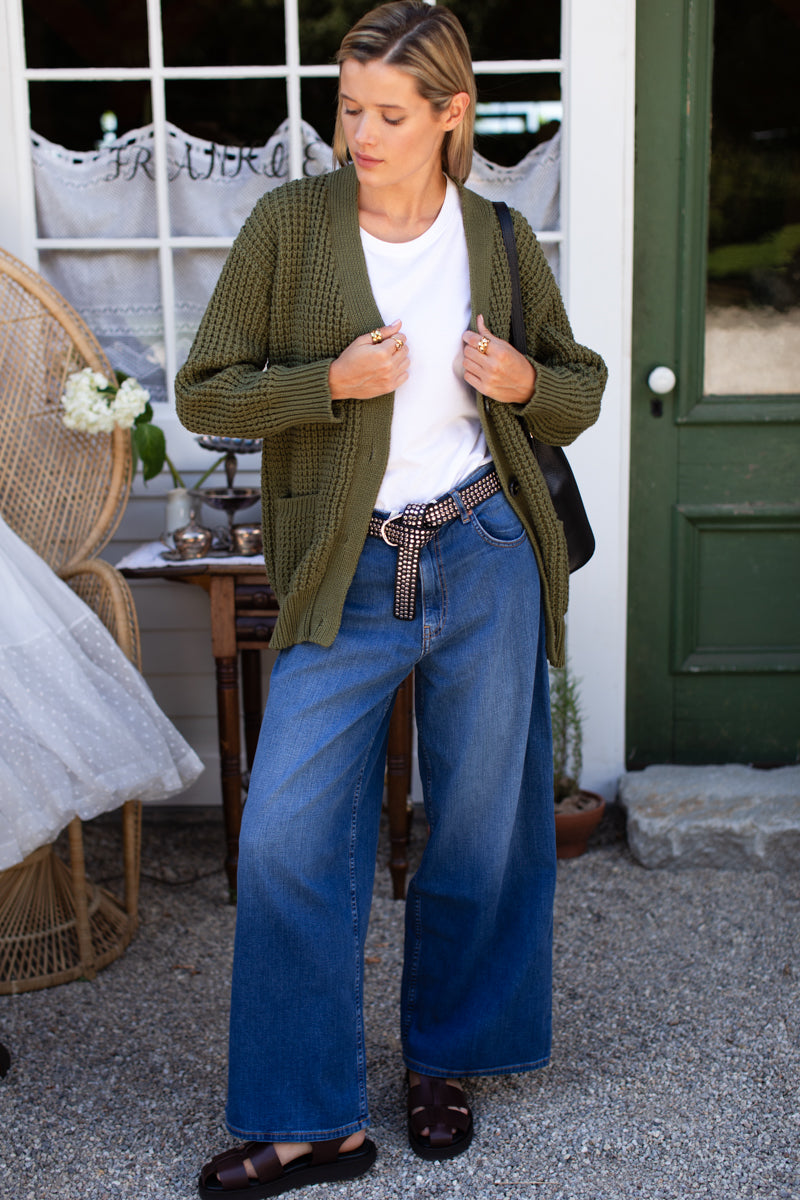 Cozy Cotton Cardigan - Olive Tanguis Cotton