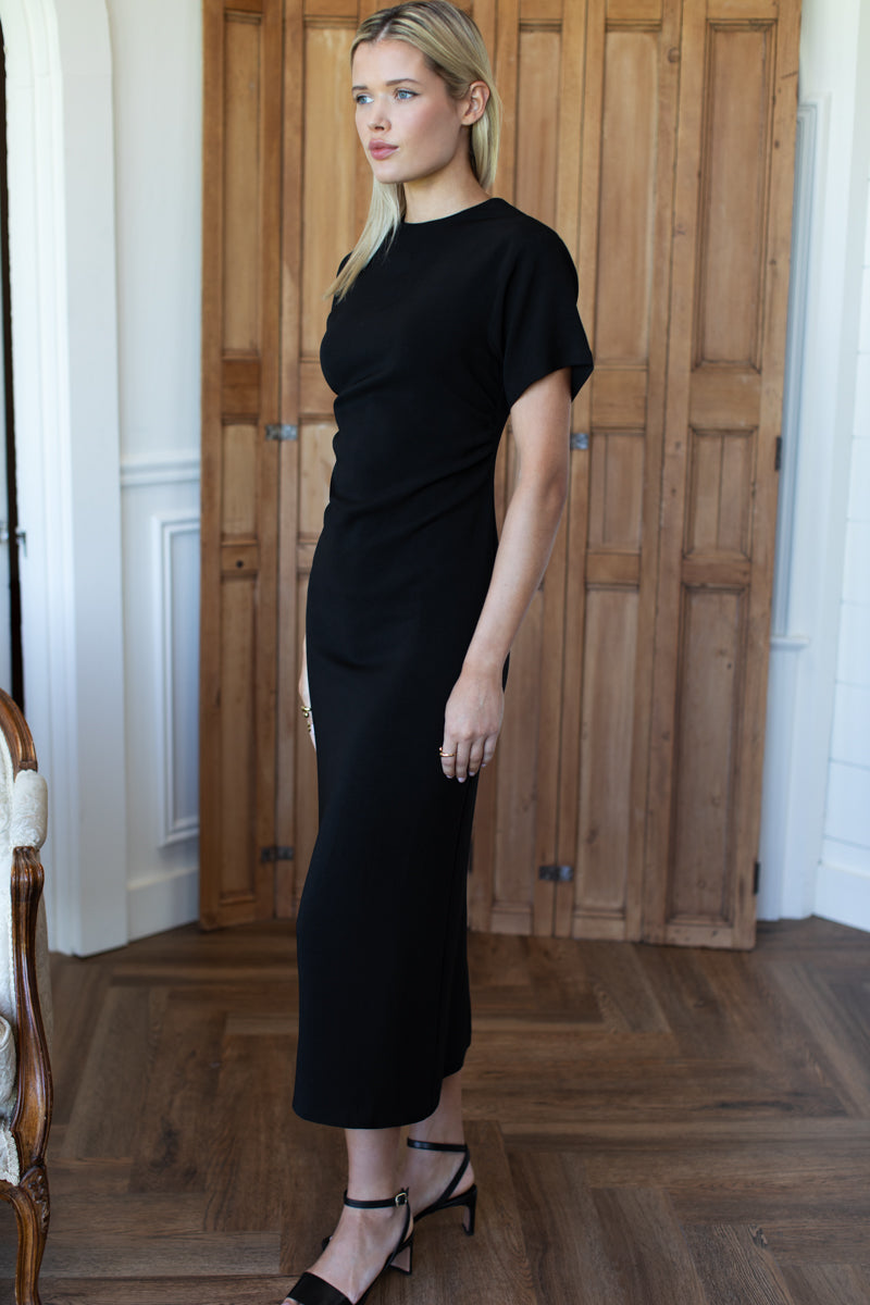 Dolman Ruched Dress - Black Swan