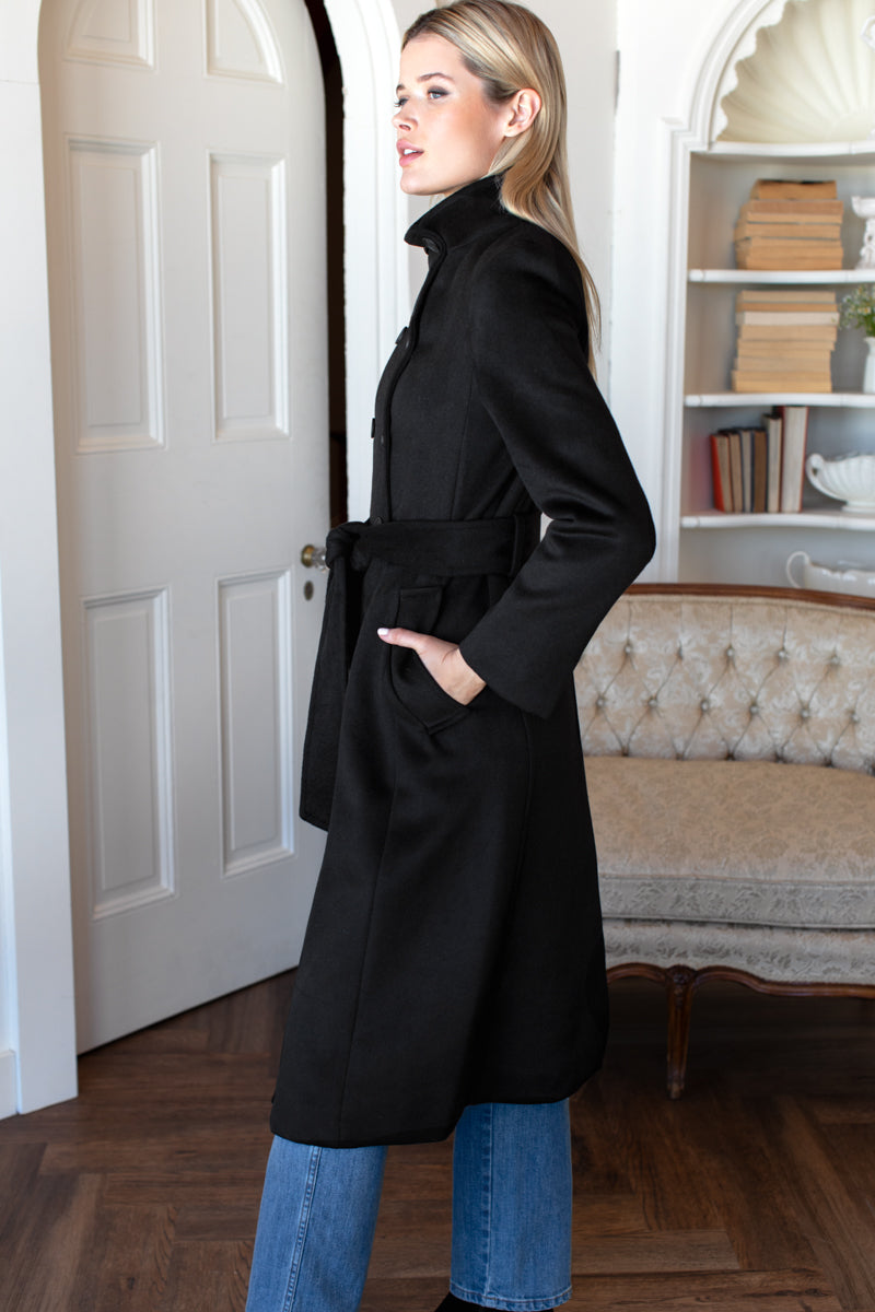 Double Button Coat - Black